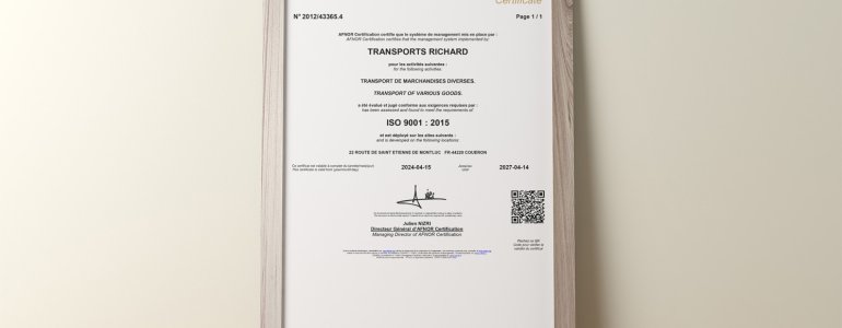 Notre certification ISO 9001 renouvelée !